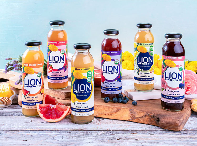 鮮艷的本色和植物插畫(huà)！Lion tea蒲公英茶包裝設(shè)計(jì)